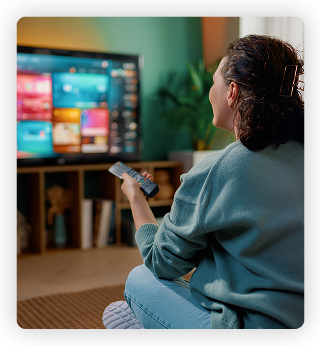 a young person watching television