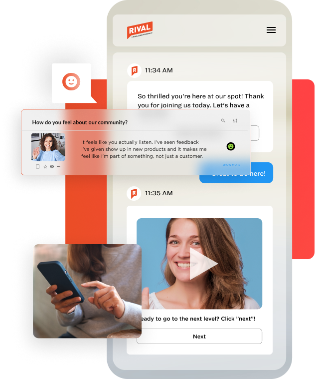 Three people smiling while using their smartphones, with a 'Brand Insiders' community welcome notification overlaid on the image