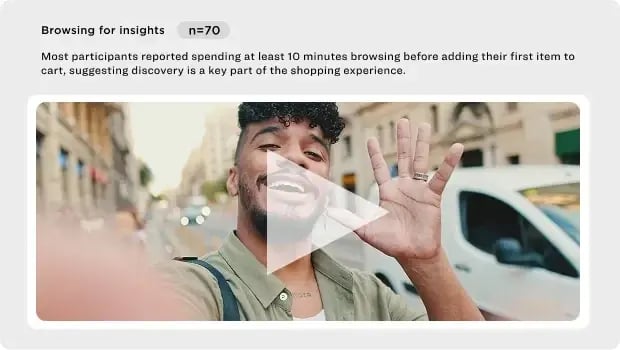 Rival AI summary of participant responses beside a video response