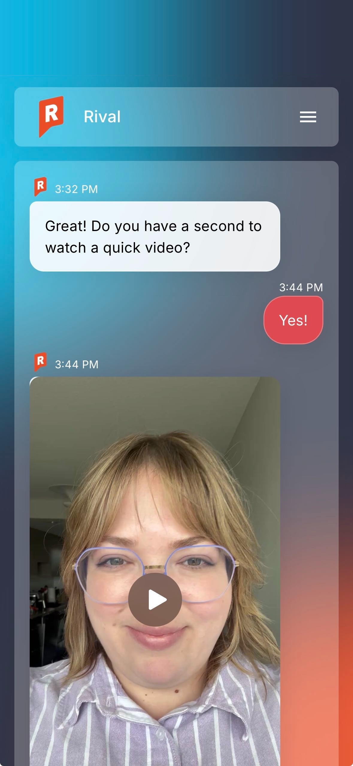 Market Pulse video survey — a participant recording a video response in the chat